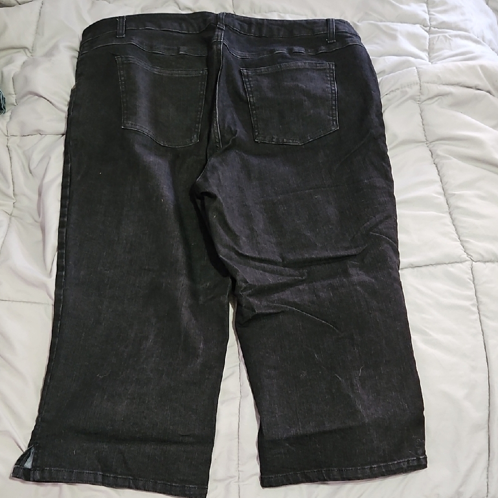 Woman Within Black Denim Capri - Picture 3 of 3